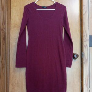 Popular Basics, Large, Maroon, Midi Long sleeve Dress